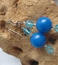 Blue Quartz & Czech Fire Polished Glass Earrings - Image 1