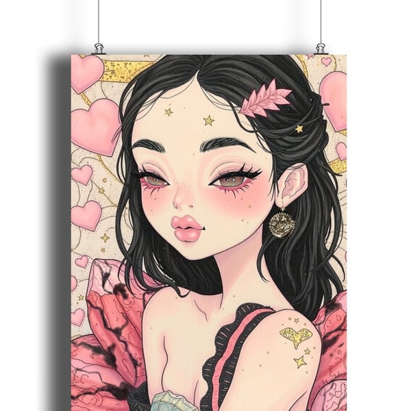 Rhodonite pixie art print