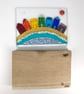 Fused Glass Rainbow Seaside Town set in Handcrafted Oak - Image 7
