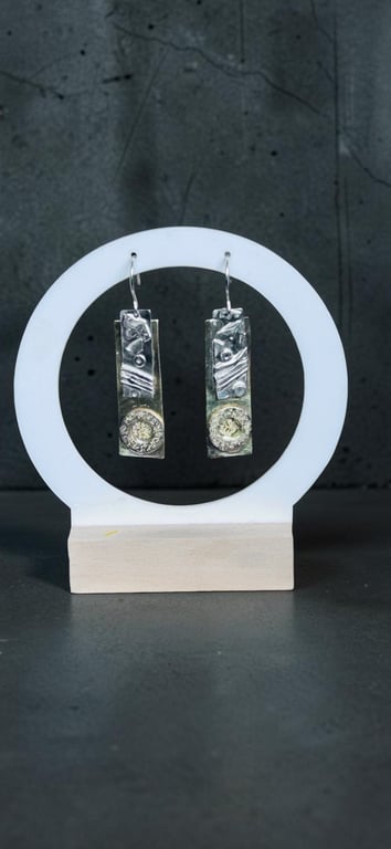 Sterling Silver & Brass  Brutalist Earrings - Designed & Handmade UK