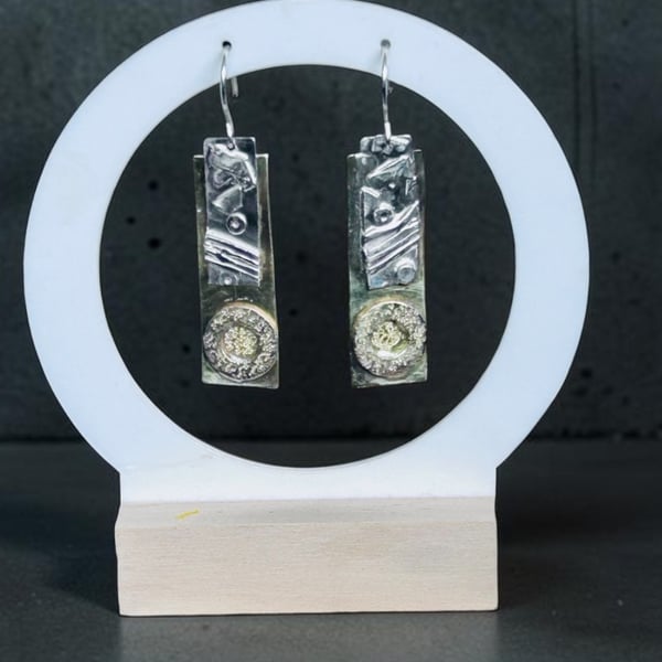 Sterling Silver & Brass  Brutalist Earrings - Designed & Handmade UK