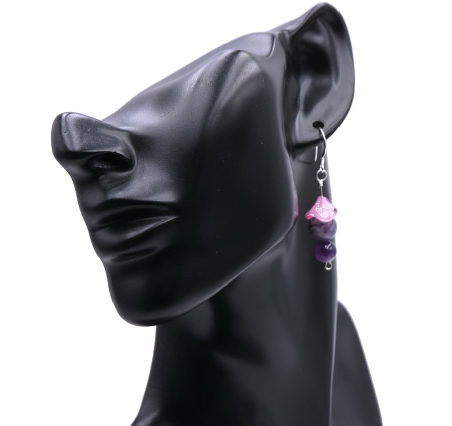 Amethyst earrings, charming earrings, gift for her, mother's day gift