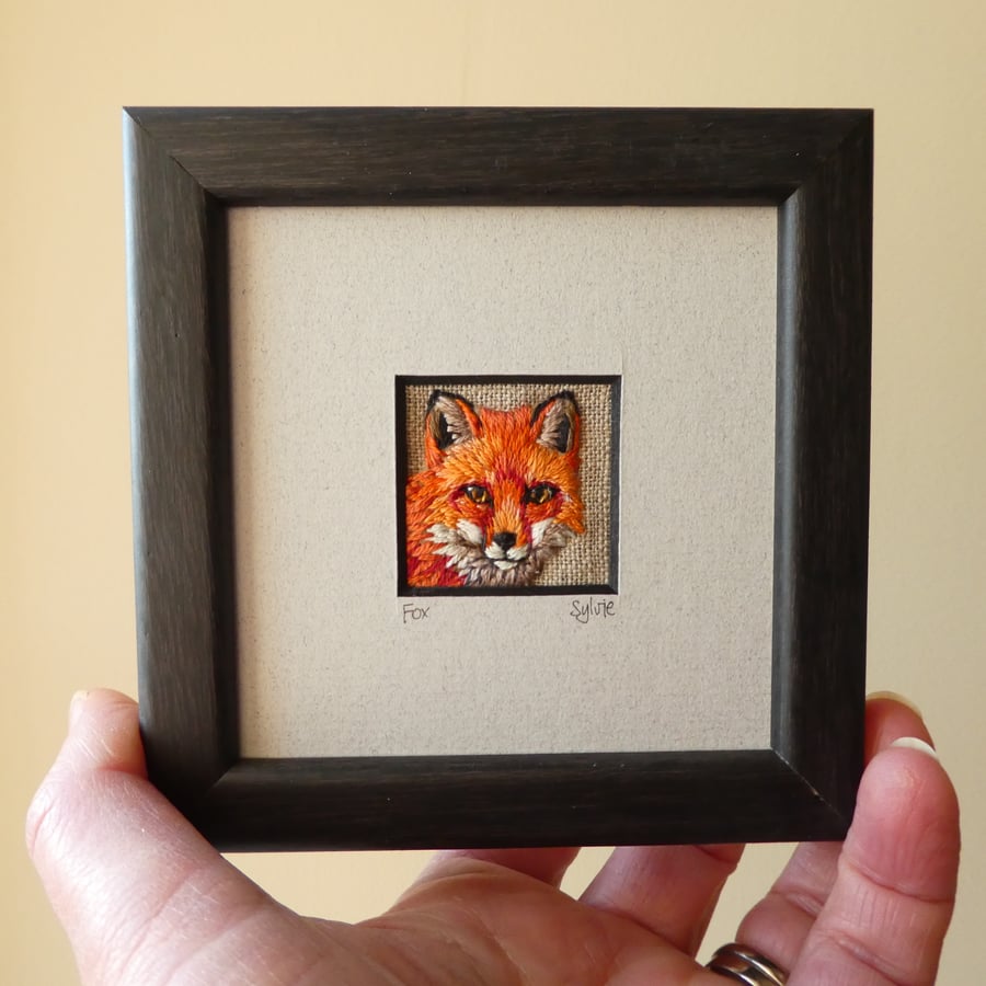Fox, hand stitched picture