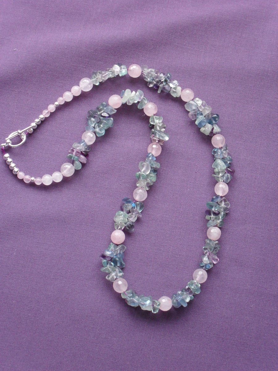 Rose Quartz and Fluorite Necklace