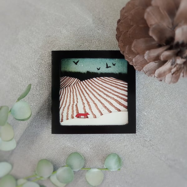 'Fields in Wintertime' - single greetings card, blank inside