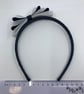 Navy Hairband with 5 Layer Navy and White Two-tone Straight Bow - Image 4