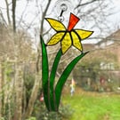 Stained Glass Daffodil Suncatcher - Handmade Hanging Window Decoration 