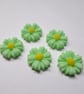 5 x Resin Flatbacks - 11mm - Daisy Flower - Mint Green 