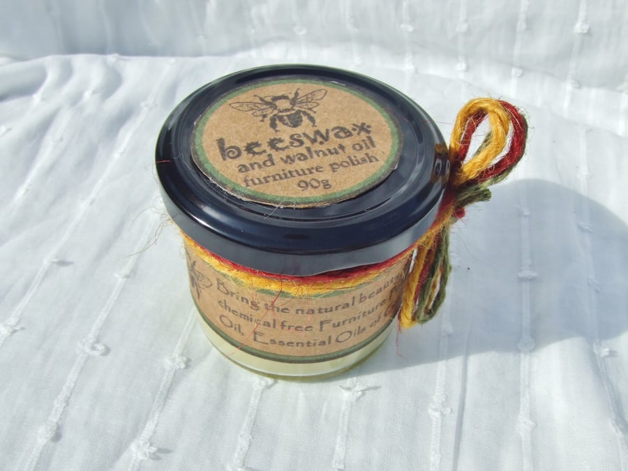 Beeswax and Walnut Oil Wood Polish with rich tones of vanilla and mandarin 