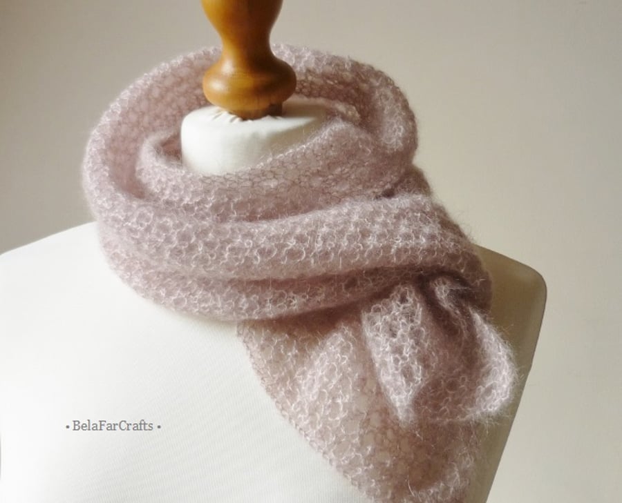 Dusky pink wedding scarf - Bride to be gift - Mohair shoulder wrap