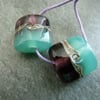 green and purple lampwork glass beads