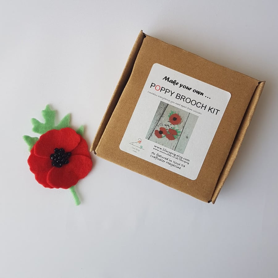 Red Felt Poppy Brooch Kit
