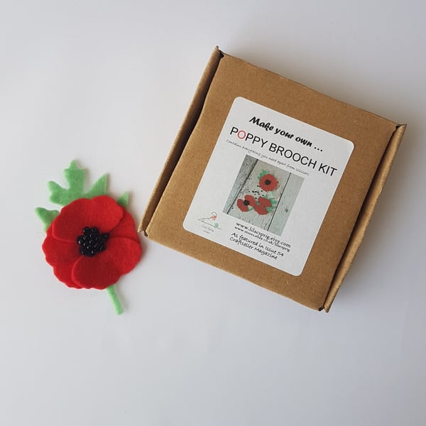 Red Felt Poppy Brooch Kit