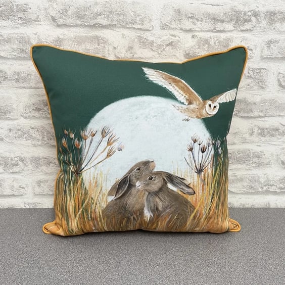 Handmade Cushion wildlife hare cushion