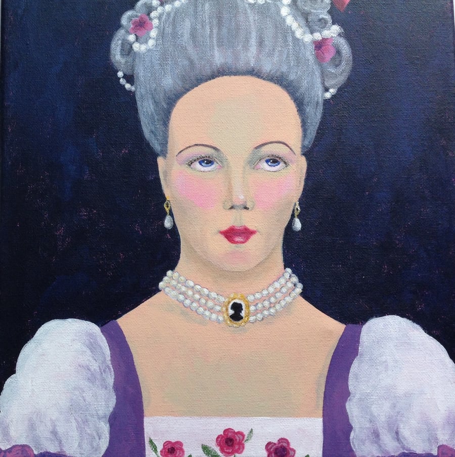 Acrylic painting "Cinderelle" fairy story character 