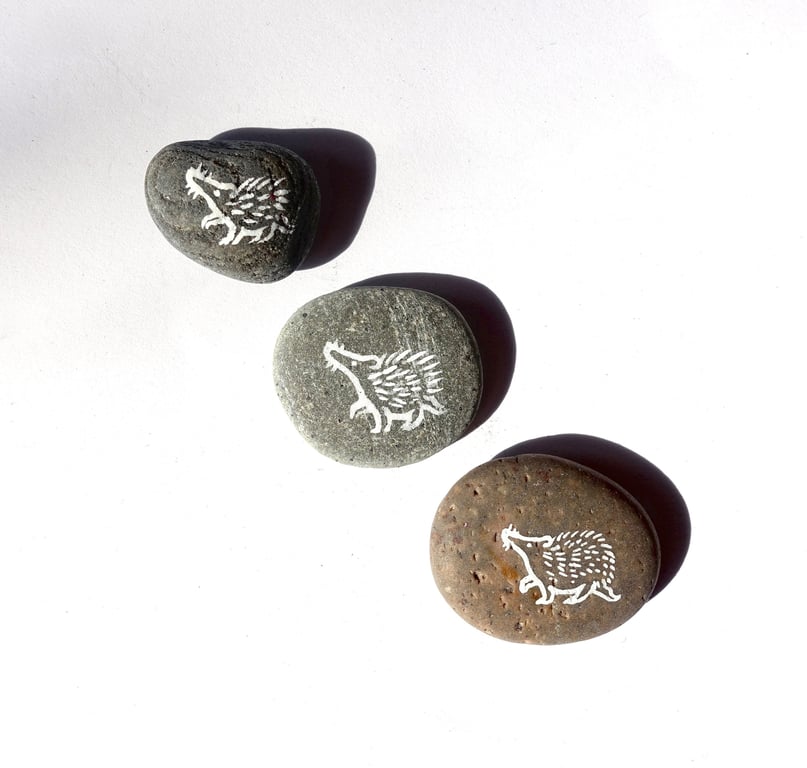 Little Hedgehog Spirit Stones - Set of 3, Cute Woodland Theme Home Decor, Calm