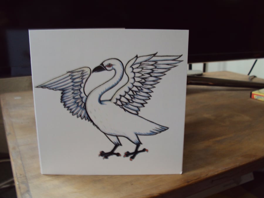 Swan birthday card printed bird card