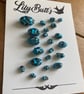 22 Vintage Handmade Blue Glass Foil & Millefiori Beads - Image 1