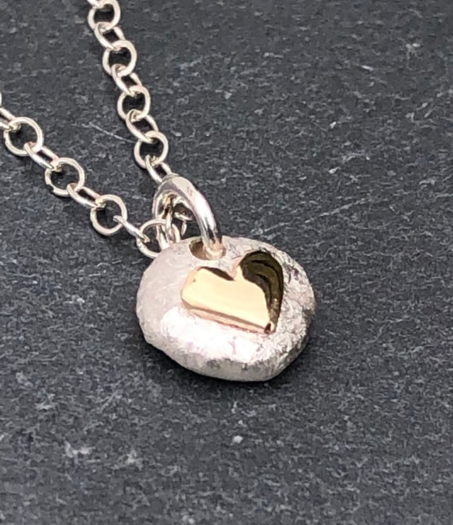 Baby Pebble Pendant. Pebble pendant, gold heart pendant, small round pendant,. 