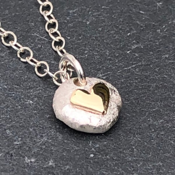 Baby Pebble Pendant. Pebble pendant, gold heart pendant, small round pendant,. 