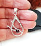 Garnet Raindrop Necklace Sterling Silver Handmade Hallmarked  - Image 3