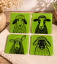 Handmade Fused Glass Cat Coasters Set of 4