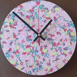 Decoupage Clock - light pink floral pattern