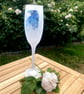 Raven Watercolour Motif, Frosted Glass Champagne Flute, Prosecco Glass. 