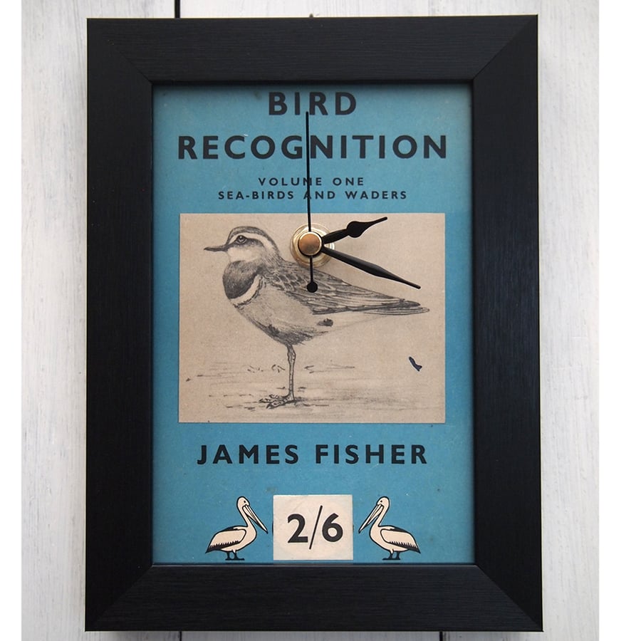 SALE Bird Recognition framed book page clock Pelican (1947)