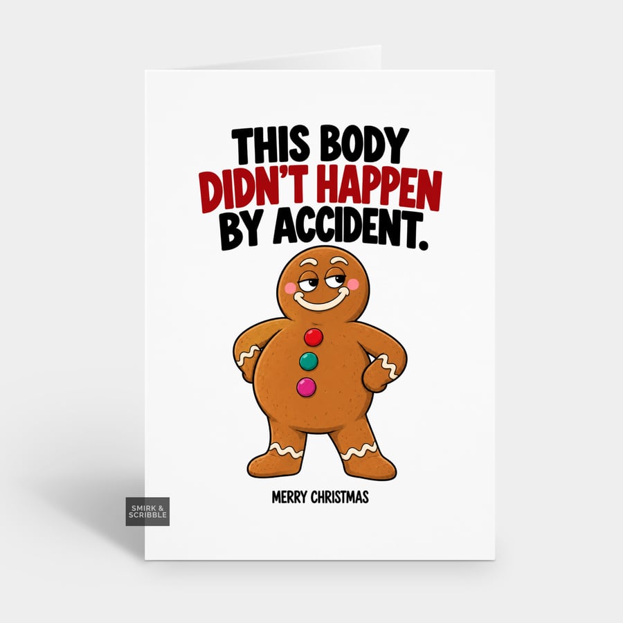 Image of Funny Christmas Card For Him Or Her - Gingerbread Man
