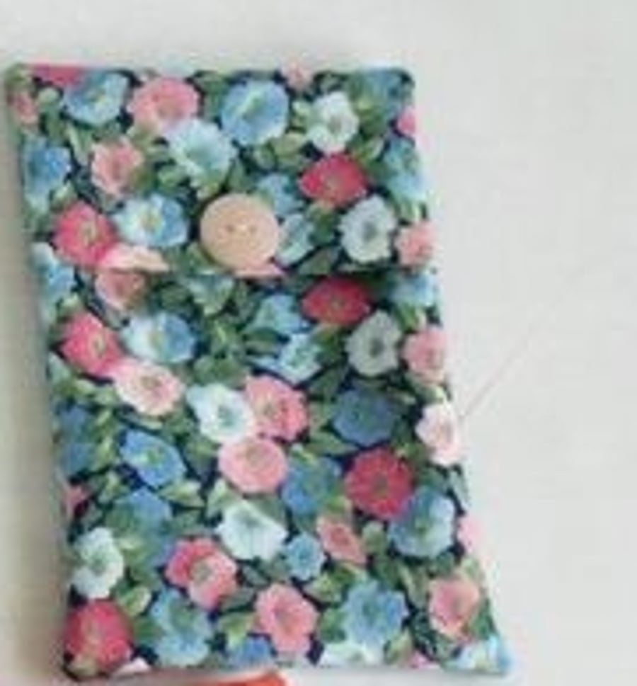 navy floral cotton tampon holder, discrete tamp... Folksy