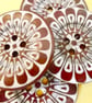 6cm Raised Edge  Brown Patterned Large Wood  Buttons FEATHER pattern - Image 1