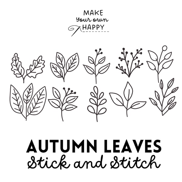 Autumn Leaves Stick & Stitch (Dissolvable Pattern for Embroidery)