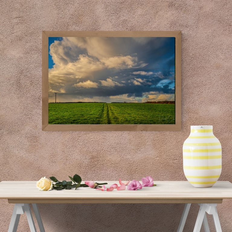 Storm Clouds over rural farmland at Levalsa Meor in Cornwall