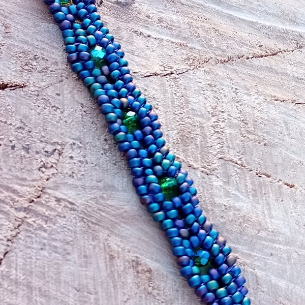 Pearlescent purple blue and green waves bracelet