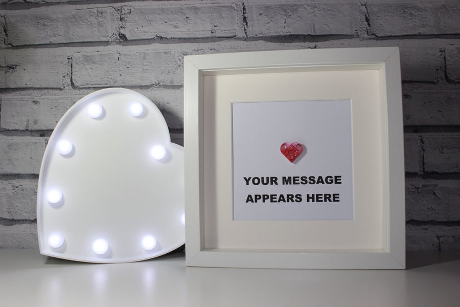 VALENTINE'S DAY - LEGO HEART - PERSONALISED FRAME - QUIRKY GIFT