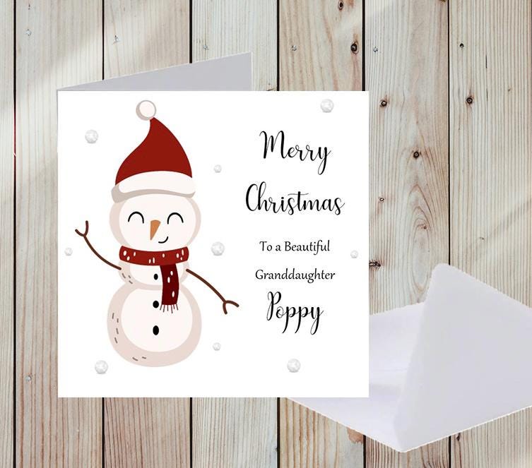 Personalised Snowman Christmas Card Merry Christmas Daughter Son Granddaughter
