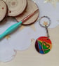 Wooden circular pride rainbow keyring  - Image 1