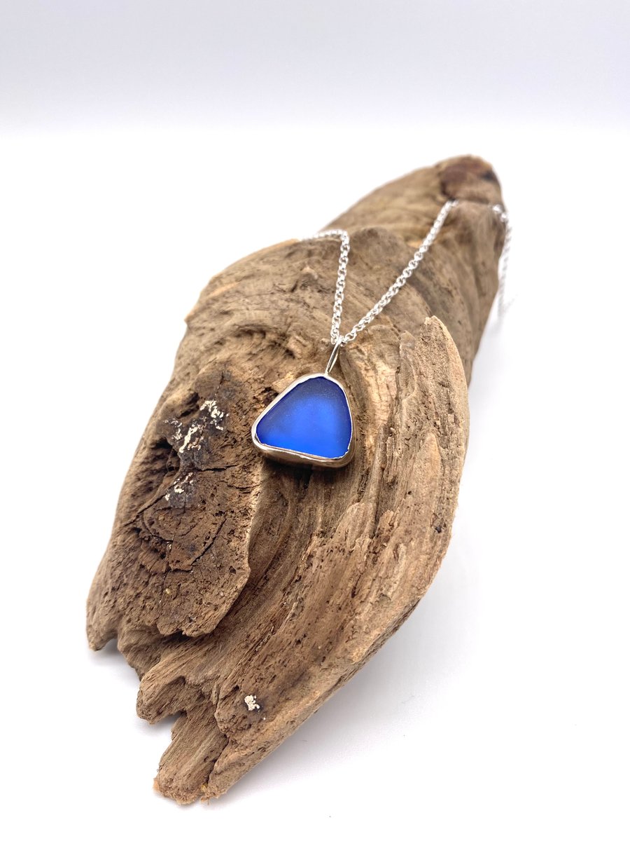 Blue Blue Sea Glass Necklace