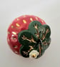 Ceramic Strawberry Christmas Decoration – Handmade Strawberry Bauble with Gold