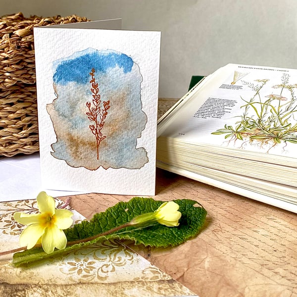 Hand painted and printed blank watercolour flower card