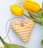 SOFT YELLOW GINGHAM FABRIC HEART DECORATION