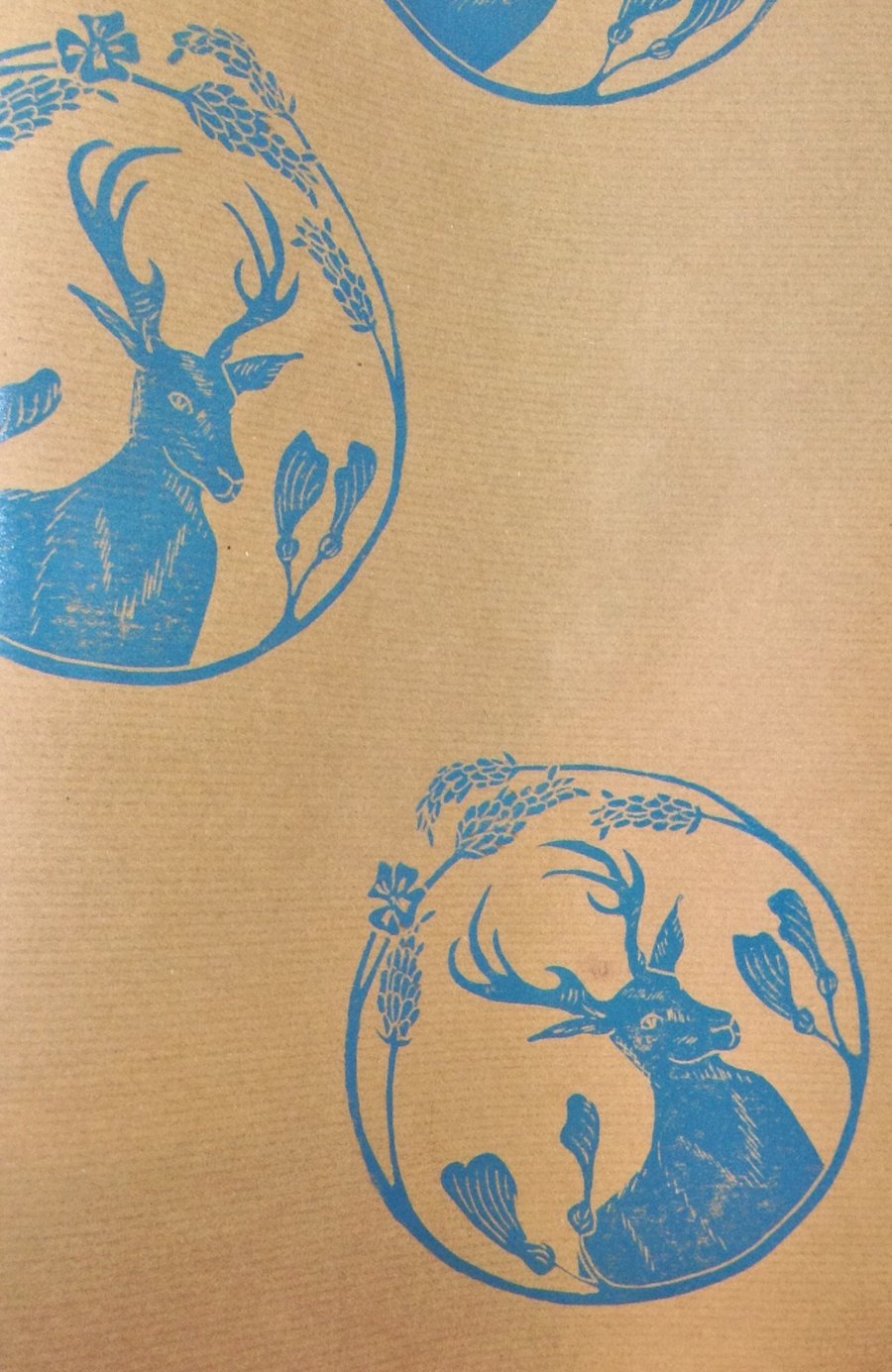 Hand Printed Stag Wrapping Paper