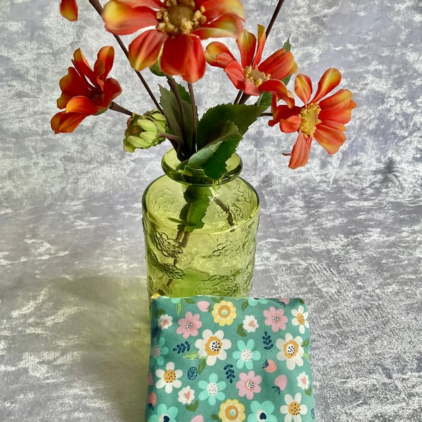 ECO COTTON FOLD AWAY POCKET SHOPPING BAG REUSABLE GIFT in GREEN FLORAL