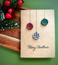 Christmas bauble gingham button card handmade winter holiday greeting card - Image 8