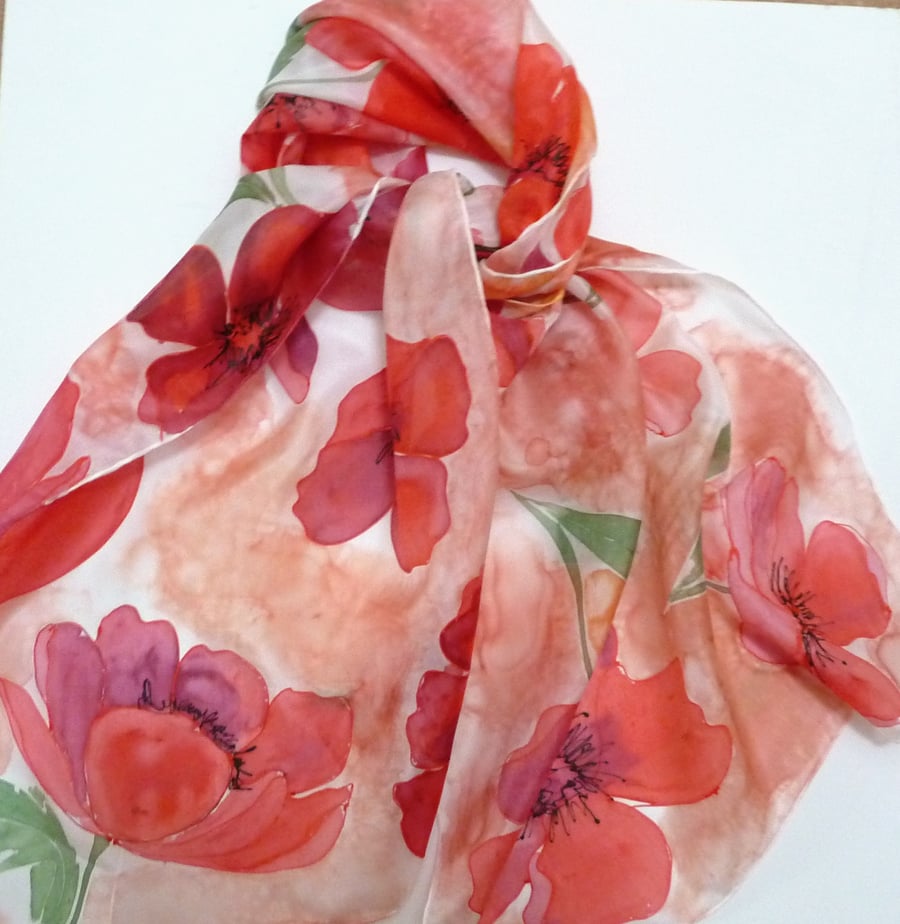 Poppies  silk scarf