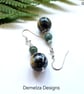 Burmese Jadeite & Natural Untreated Tiger's Eye Earrings 925 silver  - Image 7