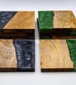 Wood Resin Coasters Rustic Handmade Drinks Coasters - Cottage Home - 4-set