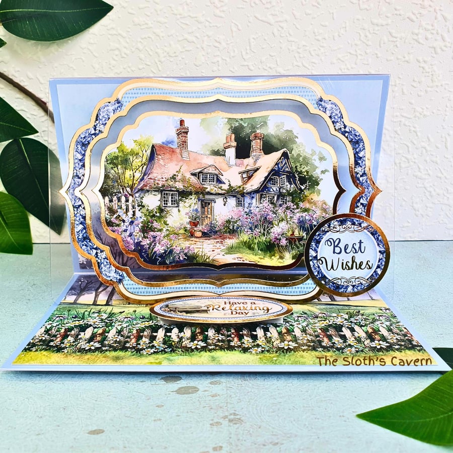 Best Wishes card for many occasions, Cottage garden, Have A relaxing Day