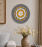 "Inyanga 2" - Yellow & Grey Shell Macrame Wall, Shelf & Console Table Decor - Image 1
